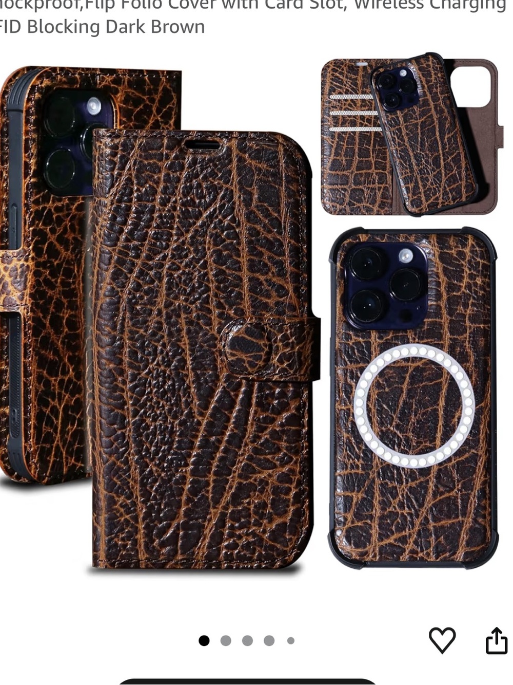 Genuine Leather Phone Case w/ Wallet - Dark Brown